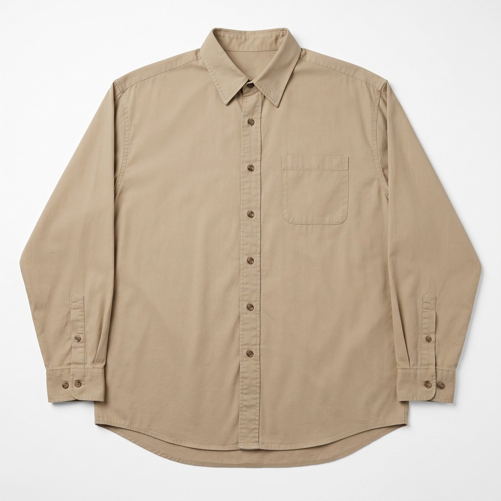 Nicklaus L Tan Long Sleeve Button Up Shirt Cotton Casual Preppy